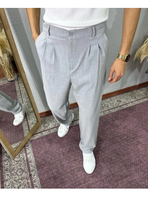 Baggy Kalıp Kumaş Pantolon Gri