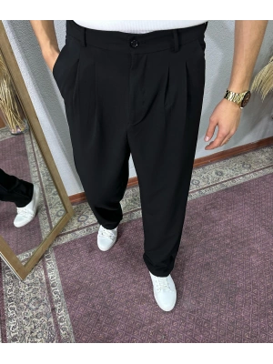 Baggy Kalıp Kumaş Pantolon Siyah