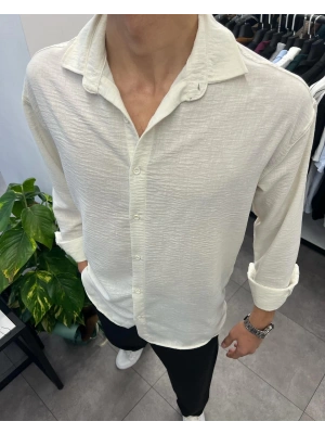 Ham Keten Gömlek Beyaz