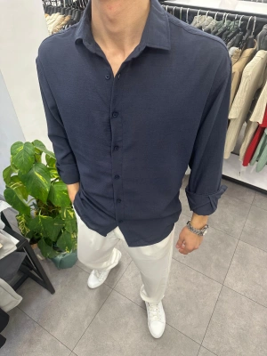 Krinkil Keten Gömlek Lacivert