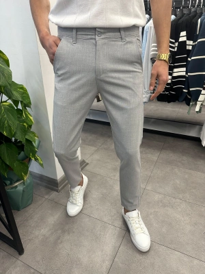 Slimfit Likralı Kumaş Pantolon Gri