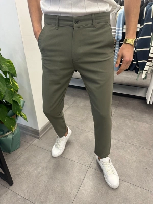 Slimfit Likralı Kumaş Pantolon Haki