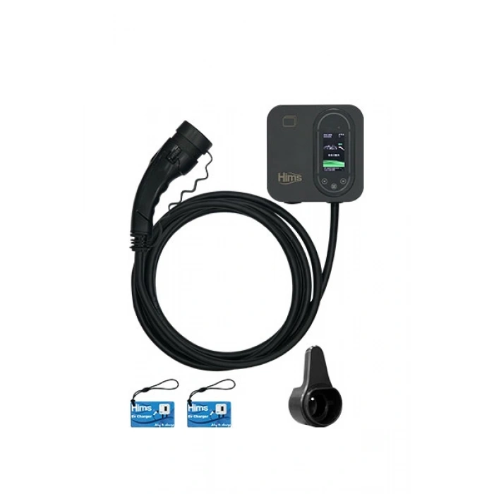 Hims HCDKS-22 22kW Tip 2 Soketli 5m Kablolu Siyah Smart Elektrikli Araç Şarj İstasyonu