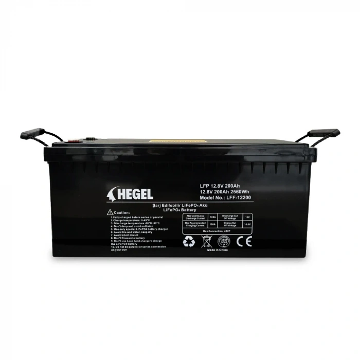 LİFEPO4 LİTYUM AKÜ 12.8V 200AH 2560Wh BLUETOOTHLU