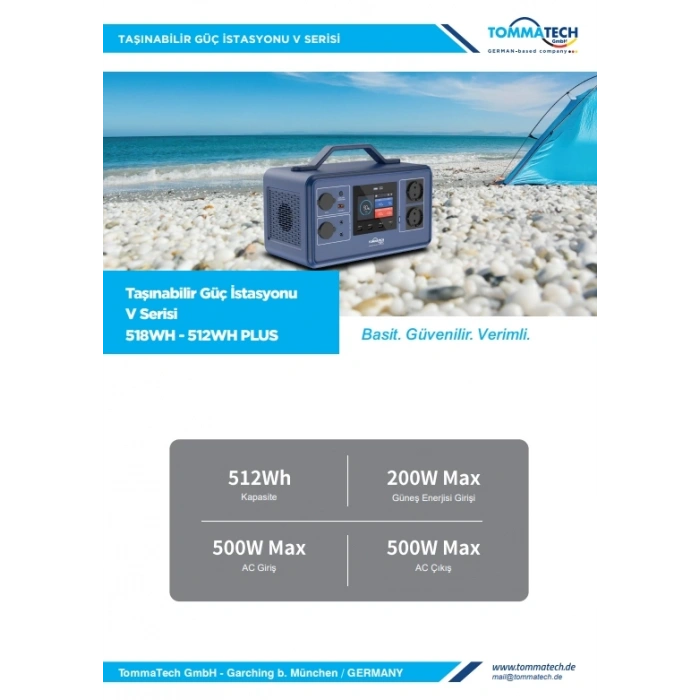 TommaTech 512Wh Taşınabilir Güç Kaynağı