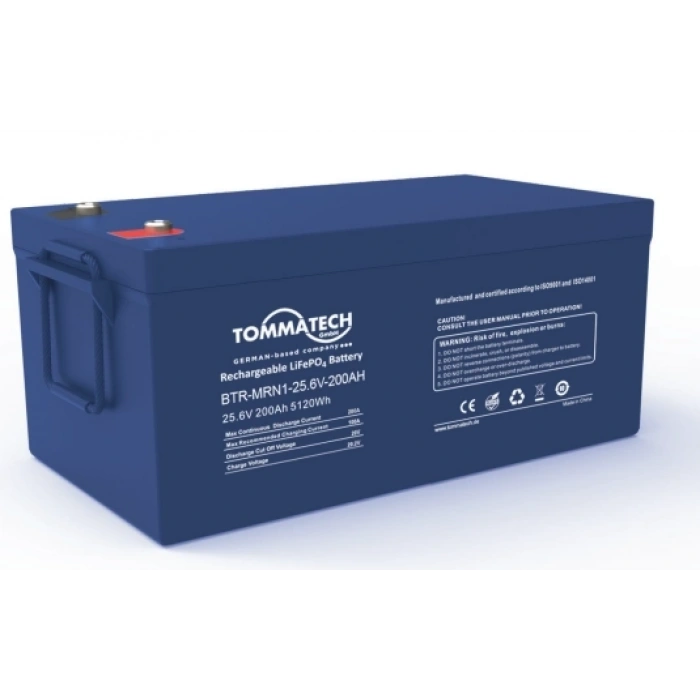 TommaTech ABS+PC Kasa 25.6V 100Ah LFP Marine Batarya
