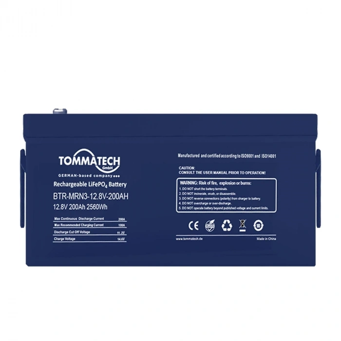 TommaTech ABS+PC Kasa 25.6V 100Ah LFP Marine Batarya
