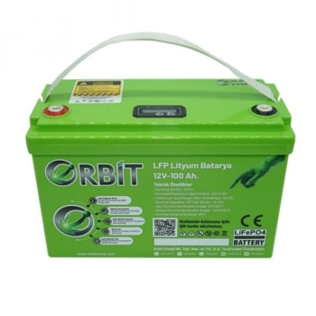 Orbit 12V 100Ah LiFePO4 Akü ABS Kasa – 12.8V 1.28kWh Lityum Demir Fosfat Batarya