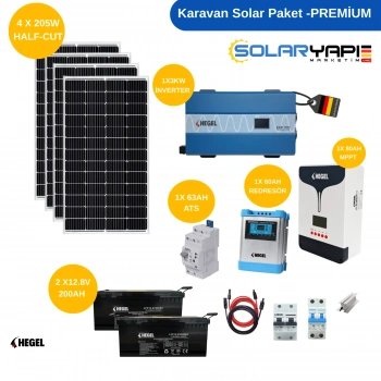 Karavan Solar Paket Premium - LiFePO4 Akülü Güneş Enerji Sistemi