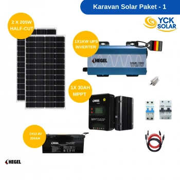 Karavan Solar Paket - LiFePO4 Akülü Güneş Enerji Sistemi