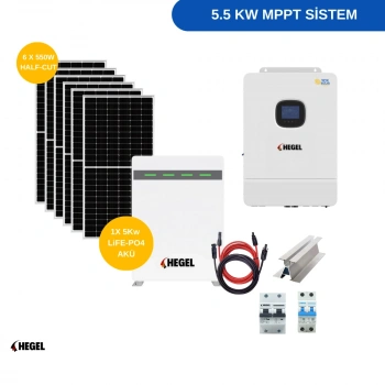 Tiny House ve Bağ evi Güneş Enerjisi Paketi - 5,5 KW MPPT LİTYUM AKÜLÜ