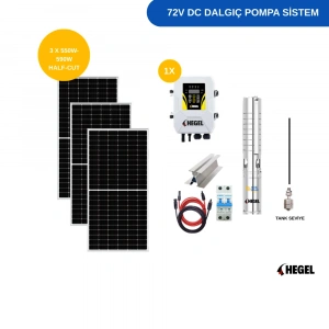 DC POMPA 3 adet Güneş Paneli ile Çalışan 72v dc Pompa Sulama Paketi-Max.90 Metre-Max.4m³