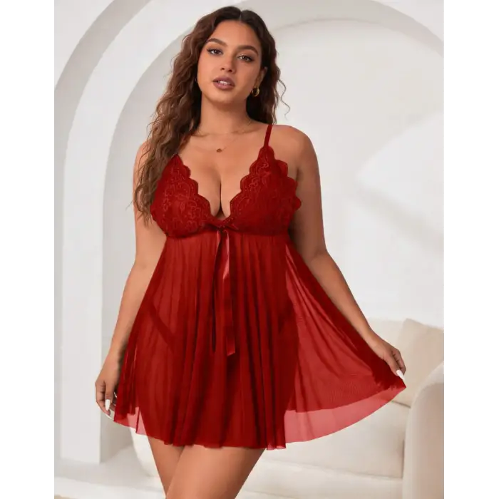 Büyük Beden Dantelli Gecelik