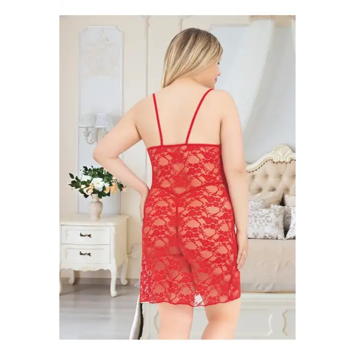 Büyük Beden 3lü Dantel Gecelik Takım