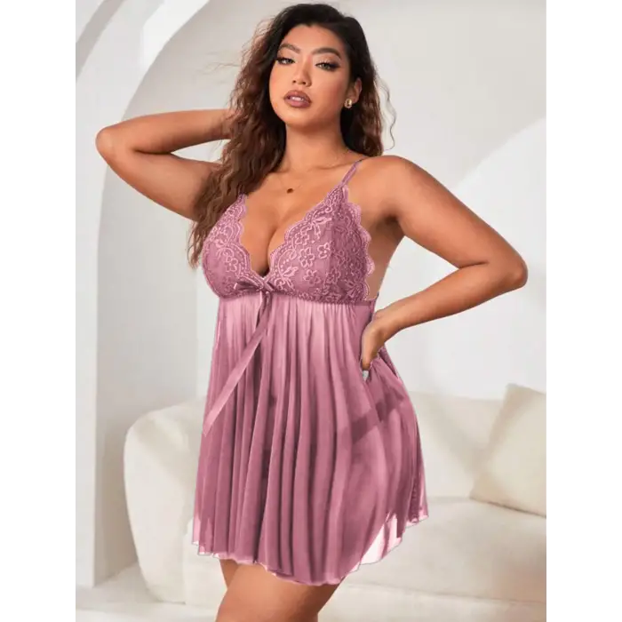 Büyük Beden Dantelli Gecelik