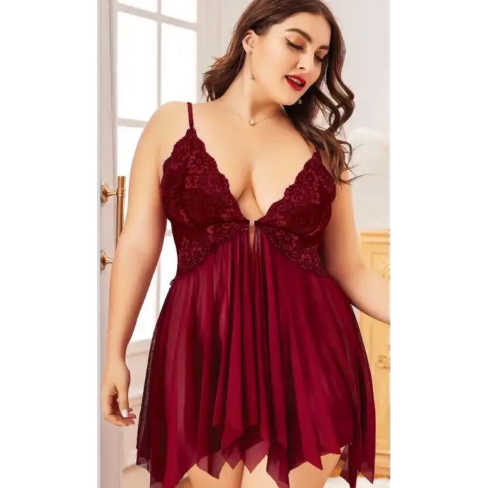 Büyük Beden Dantelli Gecelik