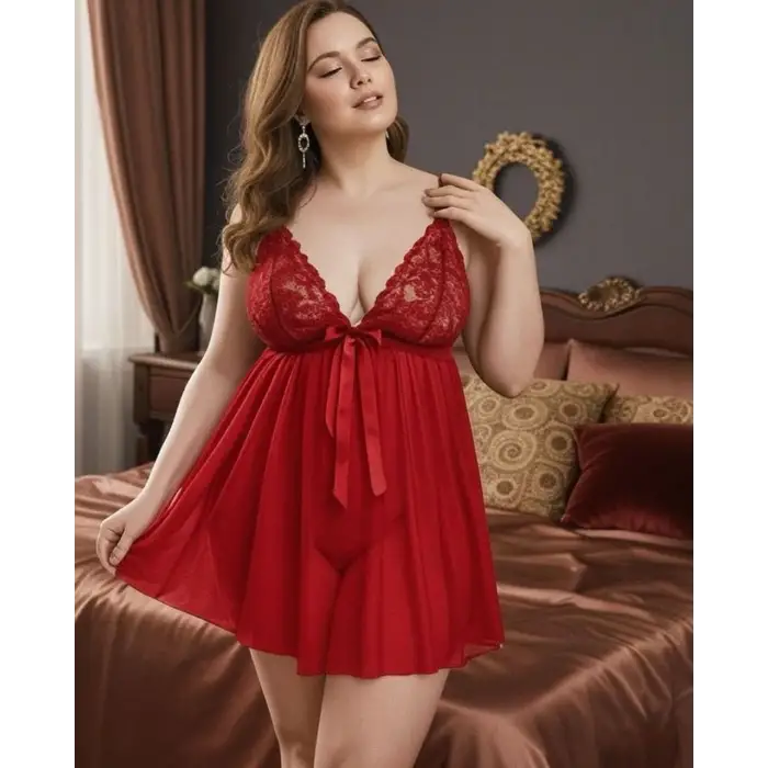 Büyük Beden Dantelli Gecelik