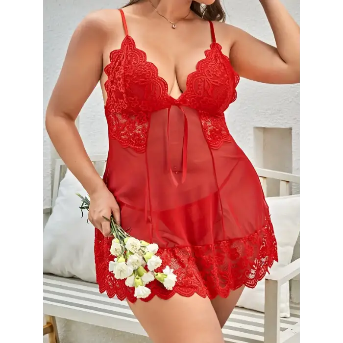 Büyük Beden Dantelli Gecelik