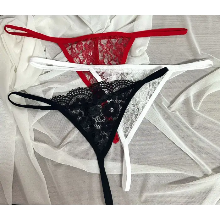 BÜYÜK BEDEN DANTELLİ STRİNG (3 ADET)