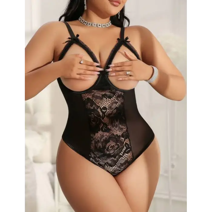 Büyük Beden Dantelli Transparan Gecelik