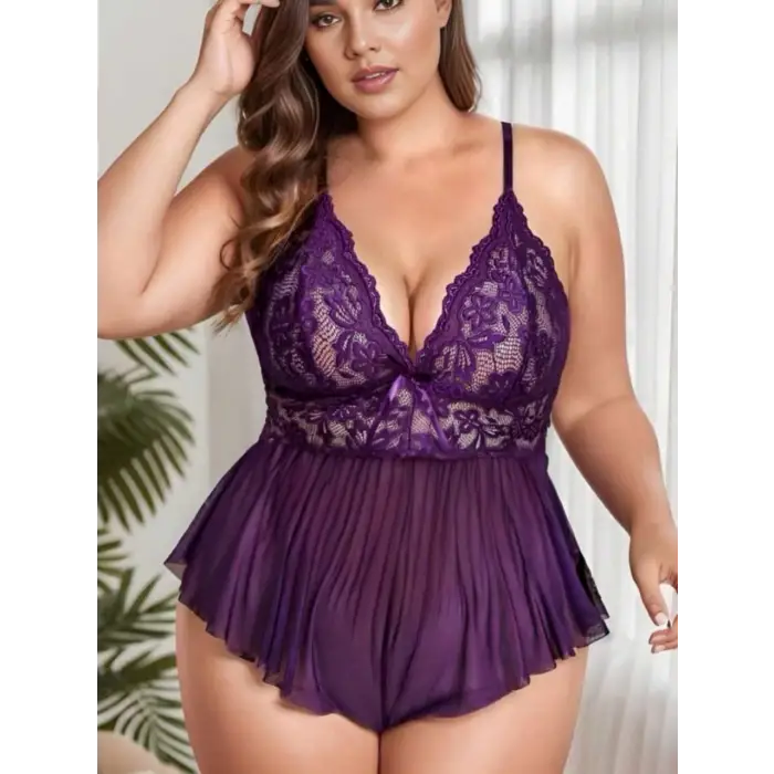 Büyük Beden Dantelli Transparan Gecelik