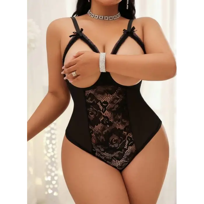 Büyük Beden Dantelli Transparan Gecelik