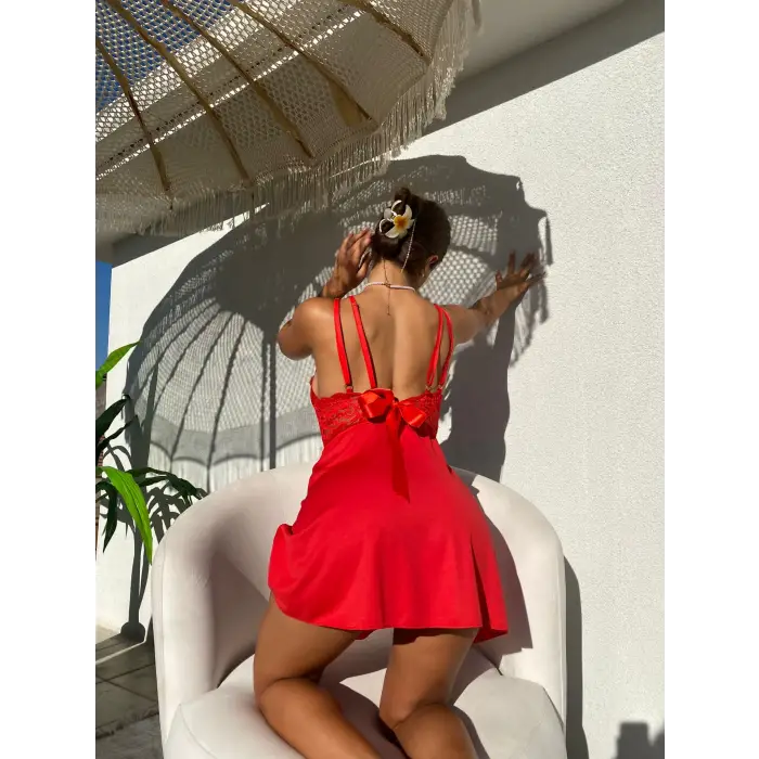 Dantel Detay Büyük Beden Fantezi Cotton Kadın Gecelik