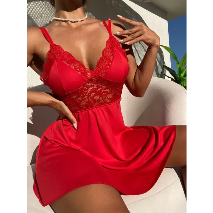 Dantel Detay Büyük Beden Fantezi Cotton Kadın Gecelik