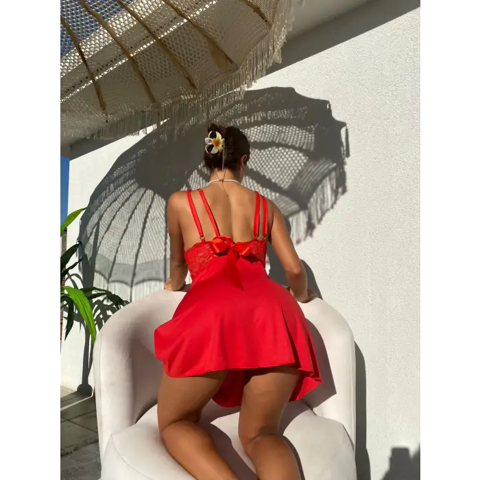 Dantel Detay Büyük Beden Fantezi Cotton Kadın Gecelik