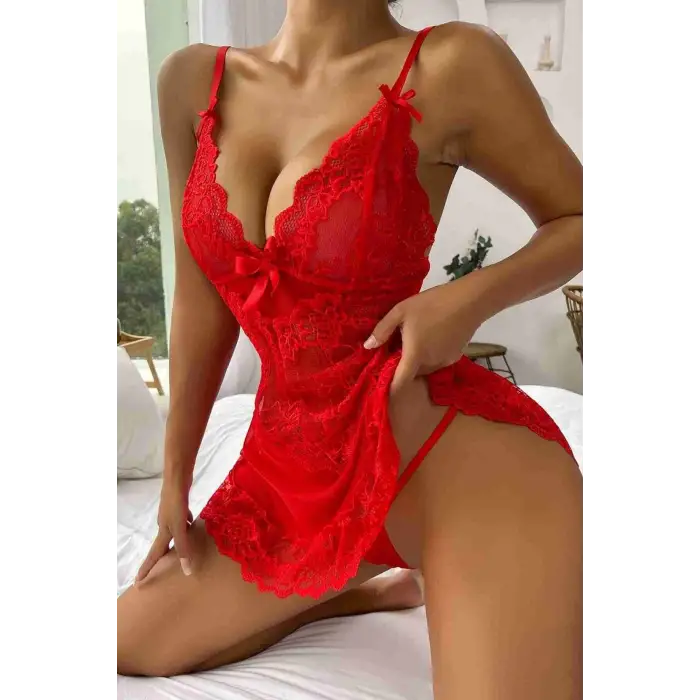 Dantel Detay Gecelik Takım