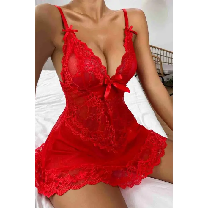 Dantel Detay Gecelik Takım