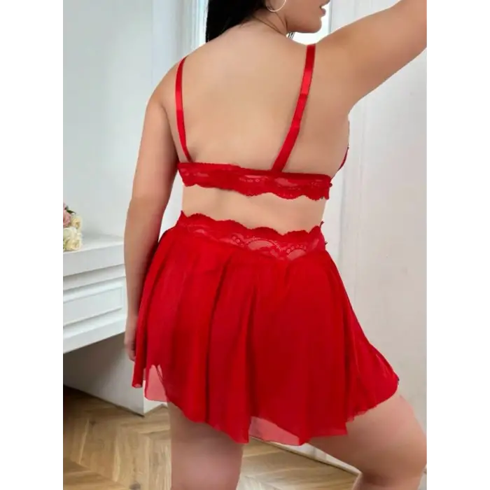 DANTEL DETAY TRANSPARAN FANTEZİ SÜTYEN ETEK TAKIM