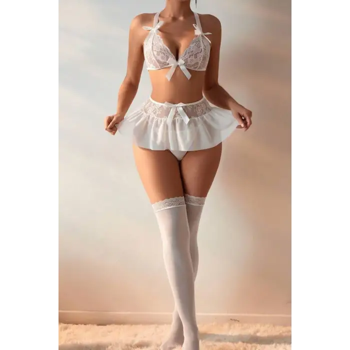 Dantel Detay Transparan Fantezi Sütyen Takım