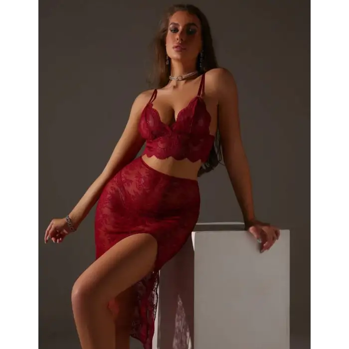 Dantel Etekli Bralet Takım