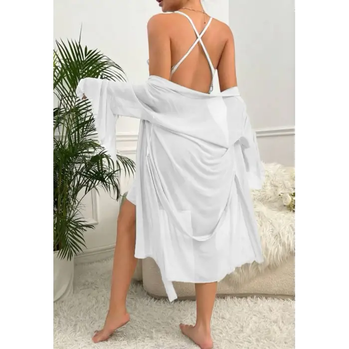 Dantelli Transparan Gecelik Sabahlık Takım