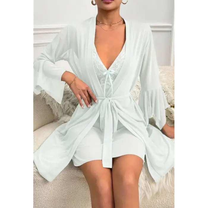 Dantelli Transparan Gecelik Sabahlık Takım