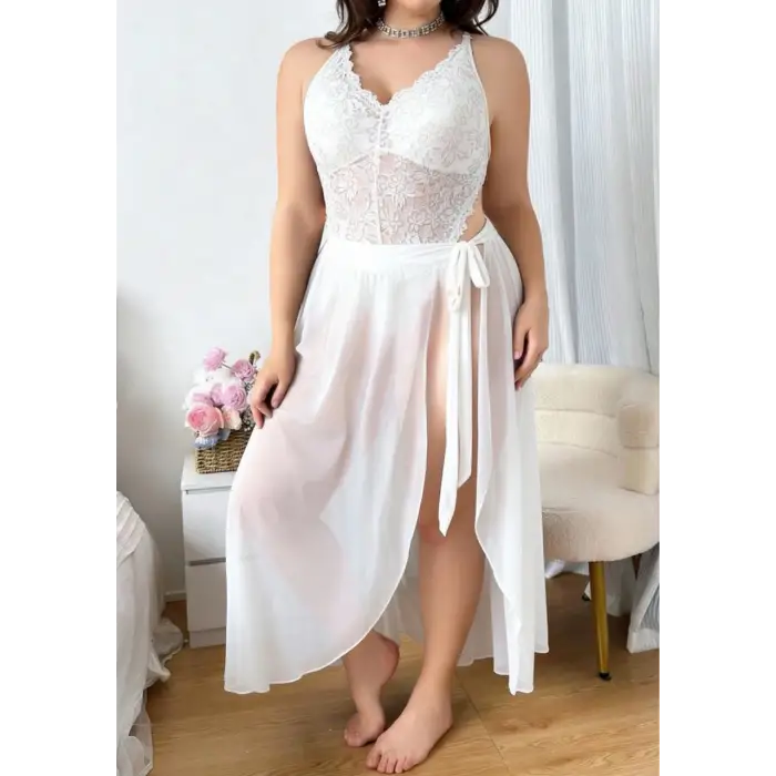 Dantelli Trasnparan Etekli 2 Li Takım