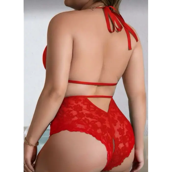 Özel Bölgesi Açık Dantelli Fantezi Gecelik