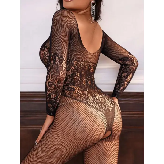 Özel Bölgesi Açık Vücut File Vücut Çorabı