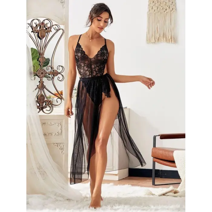 Siyah Fantezi Kadın Gecelik
