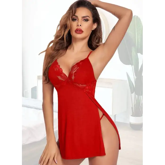 Yırtmaçlı Gecelik Takım