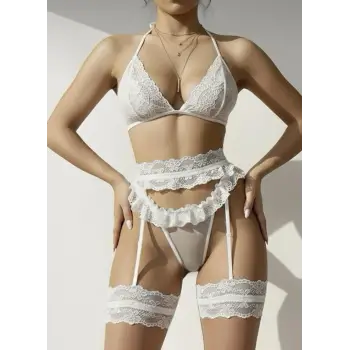 Bacak Bantlı Dantel Fantezi Jartiyer Takım