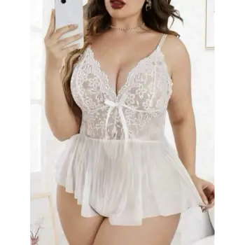 Büyük Beden Dantelli Transparan Gecelik