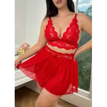 DANTEL DETAY TRANSPARAN FANTEZİ SÜTYEN ETEK TAKIM