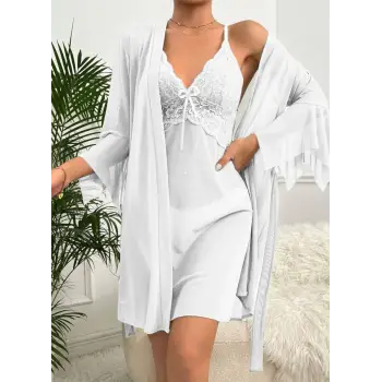 Dantelli Transparan Gecelik Sabahlık Takım