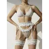 Bacak Bantlı Dantel Fantezi Jartiyer Takım