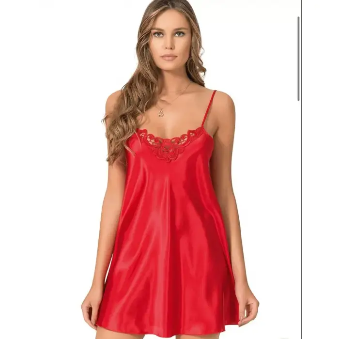 Güpürlü Saten Kısa Gecelik