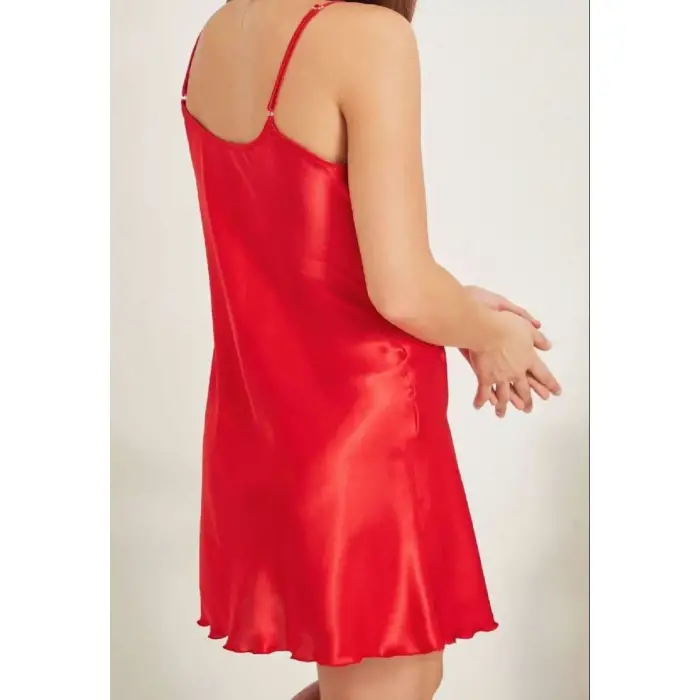 Güpürlü Saten Kısa Gecelik