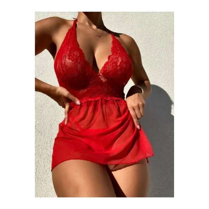 DANTEL DETAY TRANSPARAN FANTEZİ SÜTYEN ETEK TAKIM