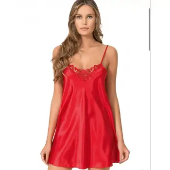 Güpürlü Saten Kısa Gecelik